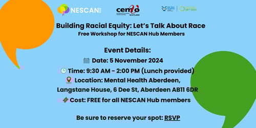 Website event NESCAN Hub and CEMVO Building Racial Equity  Let’s Talk About Race (2160 x 1080 px)